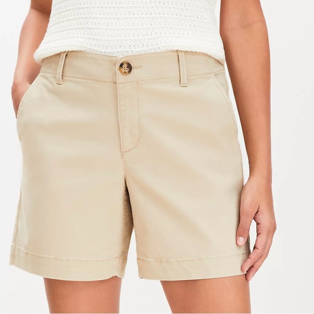 LOFT Monroe Tan chino Shorts Tailored 6” inseam